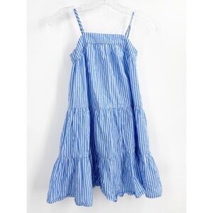 Polo Ralph Lauren Girls Blue White Striped Tiered Cotton Sun Dress Size 10